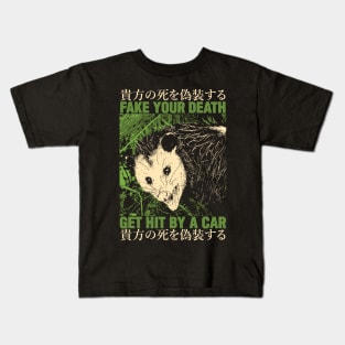 Fake Your Death Vintage Green Opossum Kids T-Shirt